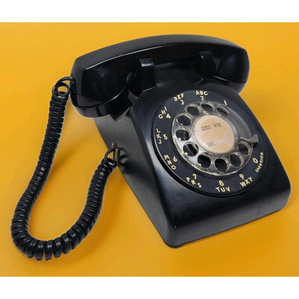 Vintage Bell System Rotary Desk Telephone, Western Electric, Black MCM